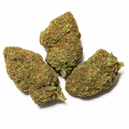 Trois têtes de fleur Banana Kush CBD