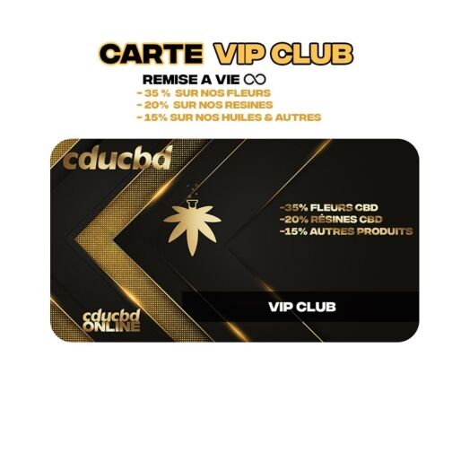 Carte de réduction VIP Club de cducbd avec remises permanentes sur les produits CBD.